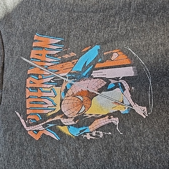 Marvel Spiderman Boys Size Large Gray Pullover Hoodie with Kangaroo Pocket New - Picture 4 of 13